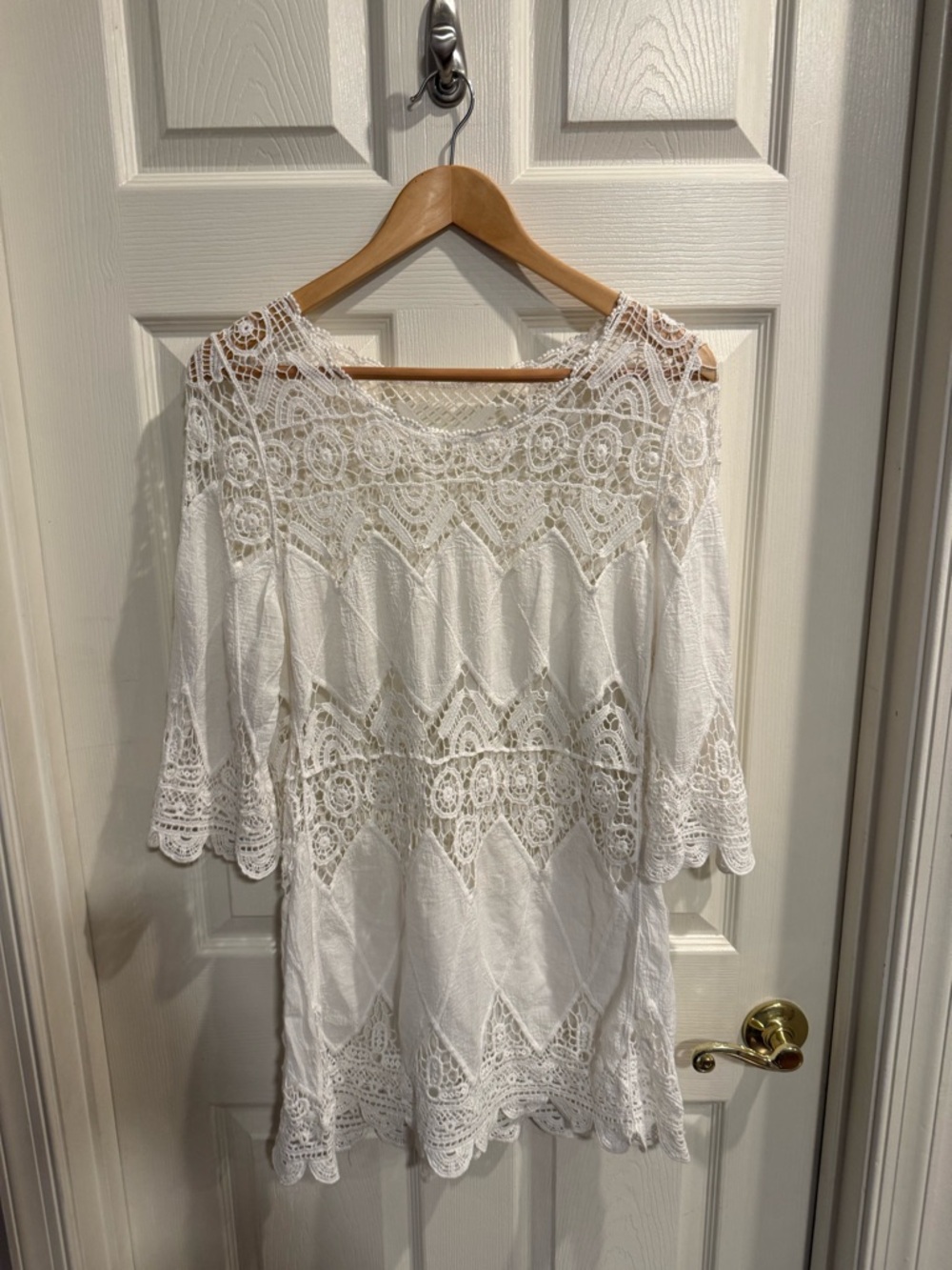 White Lace Crochet Women’s Swim Coverup Tunic